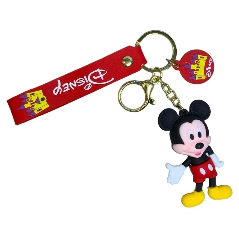 Keychain Mickey Mouse Disney 3D Character Key Ring Wrist Lanyard Pendant Bag